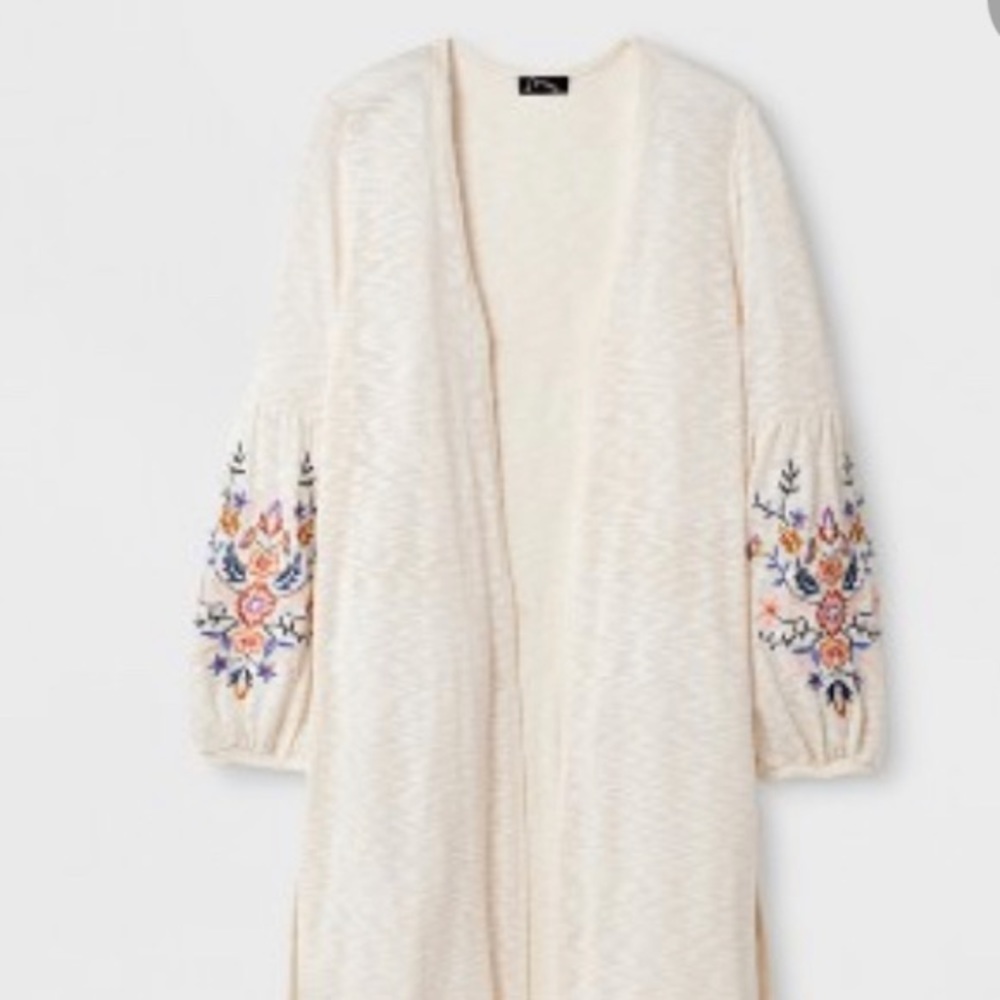 Girls 10/12 bell sleeve boho embroidered kimono